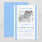 Lichtblauw babykind geboren aankondiging (Voorkant / Achterkant)