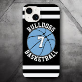 Lichtblauw Basketbal Team Naam en Speler Nummer Case-Mate iPhone Case