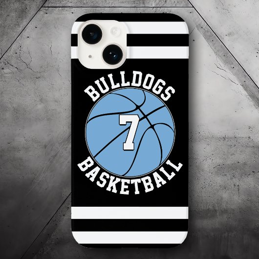 Lichtblauw Basketbal Team Naam en Speler Nummer Case-Mate iPhone Case