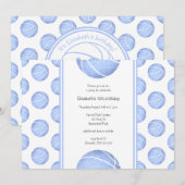 lichtblauw basketbalpatroon meisjes verjaardag kaart (Voorkant / Achterkant)