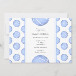 lichtblauw basketbalpatroon meisjes verjaardag kaart