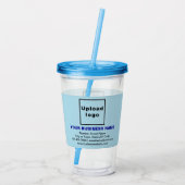Lichtblauw bedrijfsmerk op Acryltumbler Acryl Drinkbeker (Achterkant)