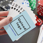 Lichtblauw bedrijfsmerk op speelkaarten<br><div class="desc">speelkaarten met lichtblauwe achtergrond. Pas het aan door uw bedrijfsnaam te typen en uw zakelijke logo te uploaden. Pas het aan en neem het op in uw promotieproducten, weggeefartikelen of geschenken aan uw klanten of klanten, een marketingstrategie om uw bedrijf te adverteren of om uw merknaam te promoten. speelkaarten die...</div>