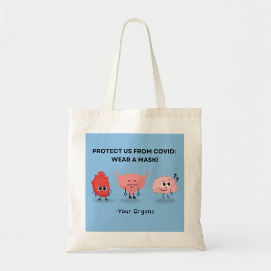 Lichtblauw beschermt ons tegen Covid Tote Bag (Voorkant)