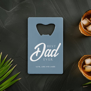 Lichtblauw "Best Dad Ever" Custom Photo Creditkaart Flessenopener