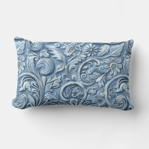 lichtblauw bewerkt leder kussen