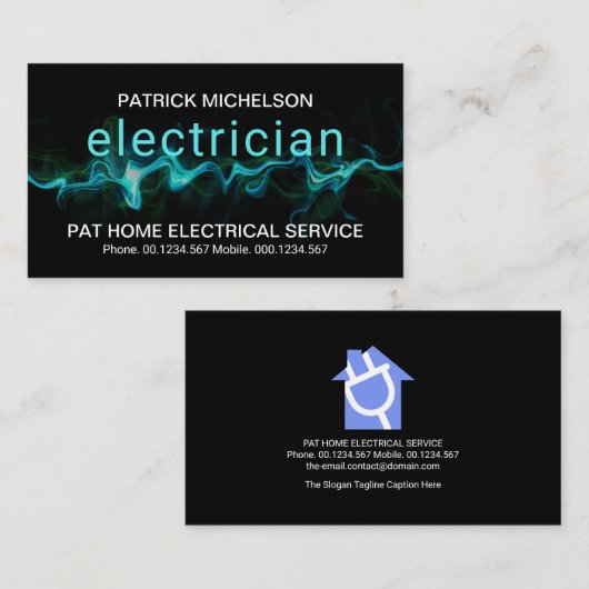 Lichtblauw bliksem elektrotrice visitekaartje (Voorkant / Achterkant)
