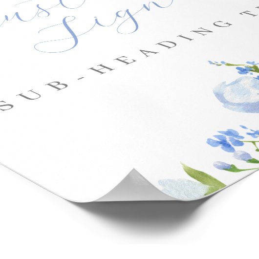 Lichtblauw Bloemen Aangepaste bewerkbare Digitale  Poster (Hoek)