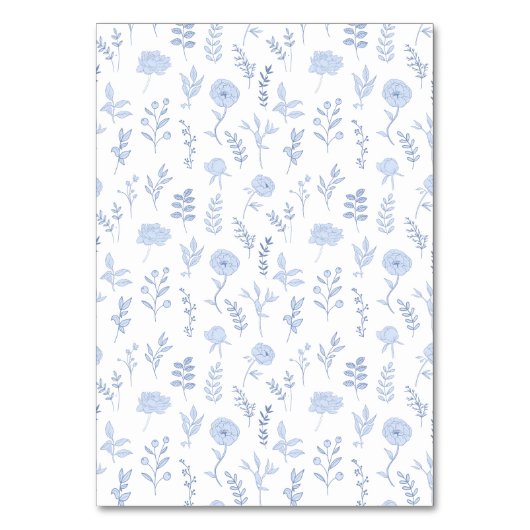 Lichtblauw Bloemen Boheemse Bruiloft Tafelnummers (Achterkant)