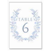 Lichtblauw Bloemen Boheemse Bruiloft Tafelnummers (Voorkant)