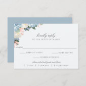 Lichtblauw Bloemen Bruiloft RSVP Maaltijdkeuze Kaa (Voorkant / Achterkant)