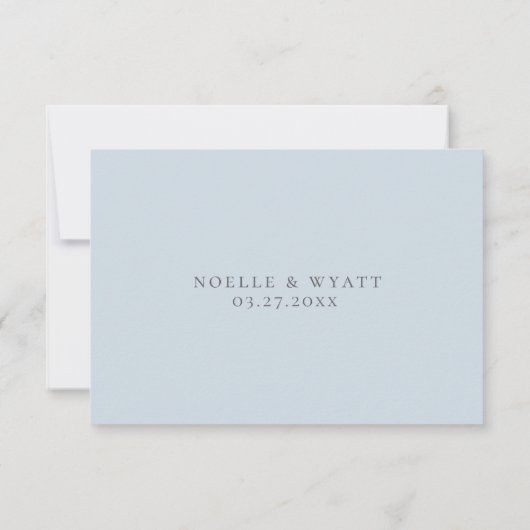 Lichtblauw Bloemen Bruiloft Voedsel Allergie RSVP (Achterkant)