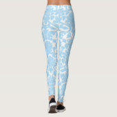 Lichtblauw Bloemen Damaskpatroon Leggings (Achterkant)