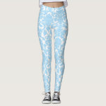 Lichtblauw Bloemen  Damaskpatroon Leggings<br><div class="desc">Elegante,   en bijzondere leggings met een lichtblauw bloemige damast. Andere kleuren zijn beschikbaar.</div>