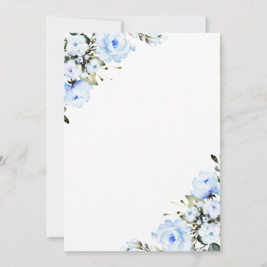 Lichtblauw Bloemen Dopen Goud Lijst Kaart (Achterkant)