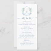 Lichtblauw Bloemen Franse Crest Wedding Menu Kaart (Voorkant)