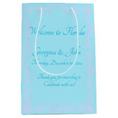 Lichtblauw Bloemen Gepersonaliseerde Partij Favor  Medium Cadeauzakje (Voorkant)