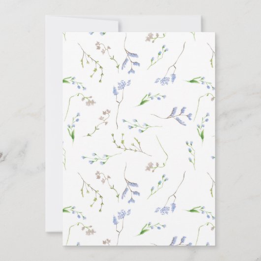 Lichtblauw Bloemen Lijst Foto Save The Date (Achterkant)