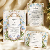 Lichtblauw Bloemen Trouwruimte Details Kaart