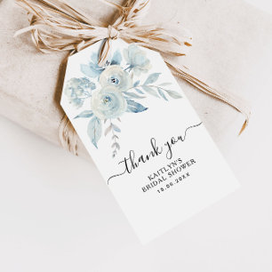 Lichtblauw Bloemen vrijgezellenfeest Cadeau labels Cadeaulabel