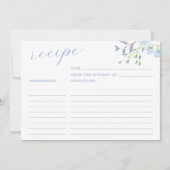 Lichtblauw Bloemen Vrijgezellenfeest Recept Kaart (Voorkant)