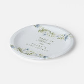Lichtblauw Bloemenkrans Baby in Bloom Baby shower Papieren Bordje (Gekanteld)