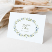 Lichtblauw Bloemenkrans Baby shower dank u