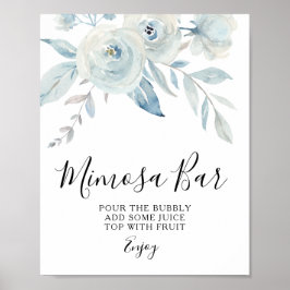 lichtblauw bloemig mimosa bar bord poster