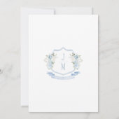 Lichtblauw Bloemkam Monogram Huwelijk Kaart (Achterkant)