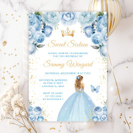 Lichtblauw Blond Haar Prinses Sweet Sixteen Kaart