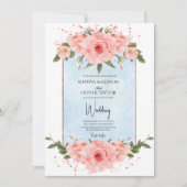 Lichtblauw & Blush Bloem Stoffig Blauw Botanisch Kaart (Voorkant)