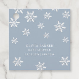 Lichtblauw Boho Winter Sneeuwvlok Baby shower Bedankjes Labels