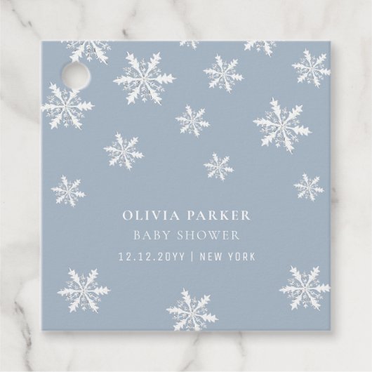 Lichtblauw Boho Winter Sneeuwvlok Baby shower Bedankjes Labels (Voorkant)