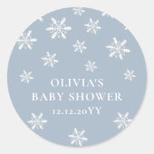 Lichtblauw Boho Winter Sneeuwvlok Baby shower Ronde Sticker (Voorkant)