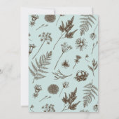 Lichtblauw Botanisch Monogram Crest Bruiloft Kaart (Achterkant)