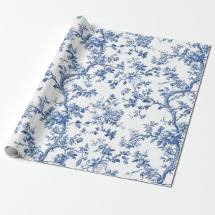 Lichtblauw botanisch toile tuinfestijnverpakking P Cadeaupapier