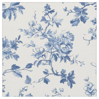 Lichtblauw botanisch toilepatroon stof