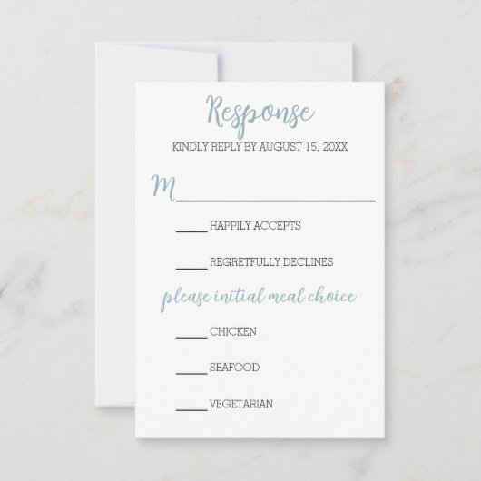 Lichtblauw Bruiloft RSVP Kaart (Voorkant)