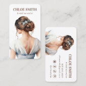 Lichtblauw Bruin Bruid Bruid Haarstylist Bruiloft Visitekaartje (Voorkant / Achterkant)