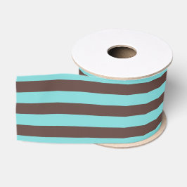 Lichtblauw & Bruin Gestreept | Willekeurige lengte Grosgrain Lint