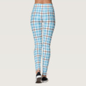 Lichtblauw Bruin Wit Plaid Patroon Tartan Stof Leggings (Achterkant)