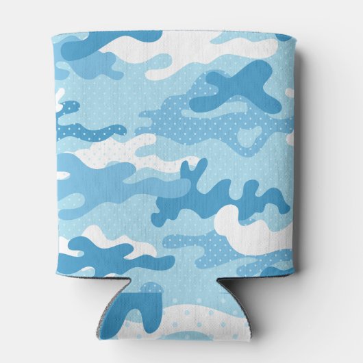Lichtblauw camouflagepatroon drankisolator blikjeskoeler (Achterkant)