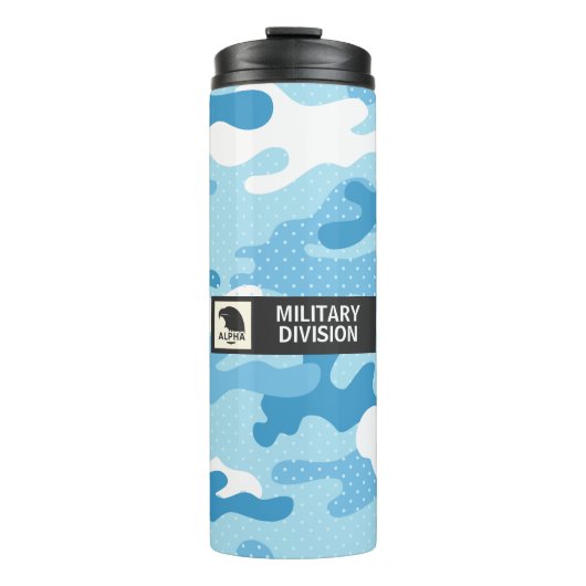 Lichtblauw Camouflagepatroon Thermosbeker (Voorkant)