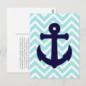 Lichtblauw Chevron Nautisch Anker Briefkaart 2 (Voorkant / Achterkant)