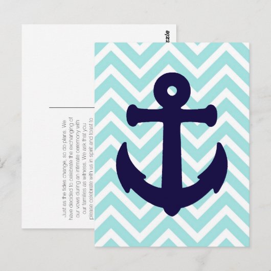 Lichtblauw Chevron Nautisch Anker Briefkaart 2 (Voorkant / Achterkant)