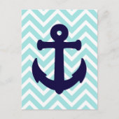 Lichtblauw Chevron Nautisch Anker Briefkaart 2 (Voorkant)