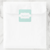 Lichtblauw Chevron Patroon met Label (Tas)