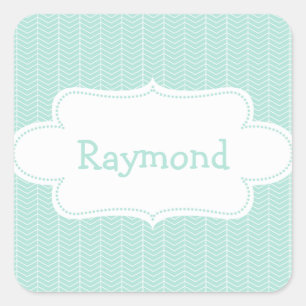 Lichtblauw Chevron Patroon met Label