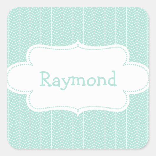 Lichtblauw Chevron Patroon met Label (Voorkant)