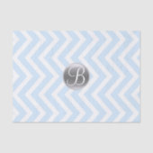 Lichtblauw Chevron Print Monogram Letter Initiaal Tissuepapier (Voorkant)